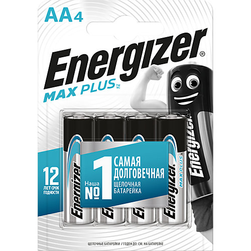 Батарейки алкалиновые Energizer "Max Plus", тип АА/LR6, 1,5 V, 4 шт от Energizer