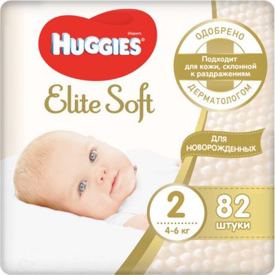 Подгузники Huggies Elite Soft 4-6 кг, 82 штуки