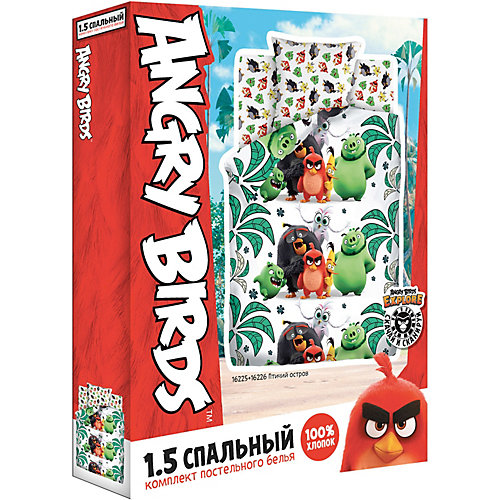Детское постельное белье 1,5 сп Angry Birds 2 "Птичий остров", зеленое от Непоседа