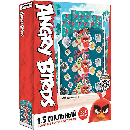 Детское постельное белье 1,5 сп Angry Birds 2 "Заморозка", синее