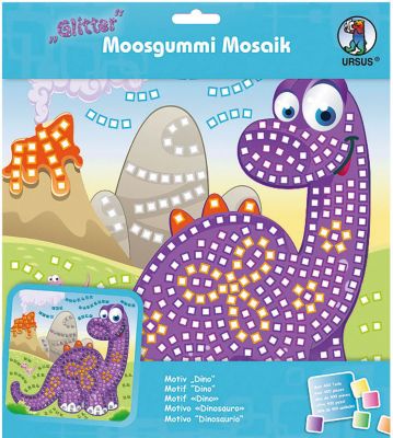 Moosgummi-Mosaik Glitter Dinosaurier, bunt