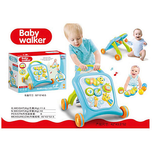 Каталка-ходунки Наша Игрушка "Мои зверята", голубая от Наша Игрушка