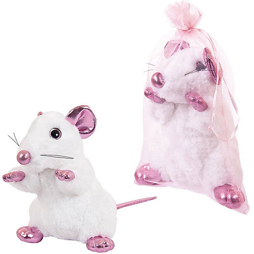 Мягка игрушка Abtoys Крыса белая с розовыми лапками 19 см от ABtoys