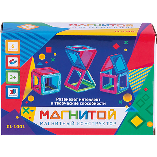 Магнитный конструктор "Магнитой", 6 квадратов (2 - с окном) от Магнитой