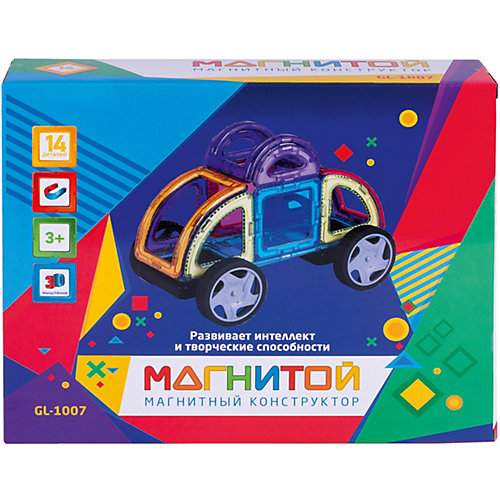 Магнитный конструктор "Магнитой", Машинка, 14 деталей от Магнитой