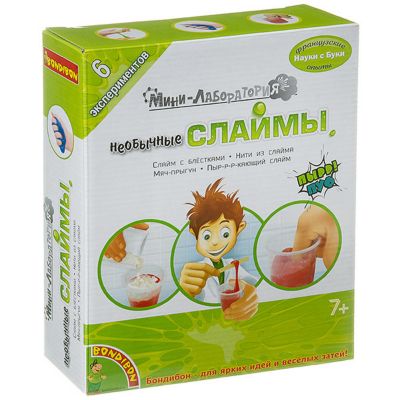Французские опыты Bondibon Науки с Буки "Мини-лаборатория Необычные Слаймы"
