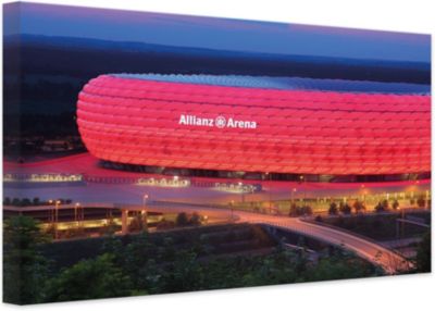 Wandbild Panorama Fussball Arena München auf Leinwand und Keilrahmen Kunstdruck 