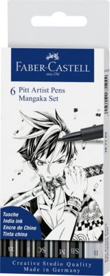 Pitt Artist Pen Tuschestift Manga, 6 Strken, schwarz