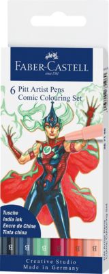 Pitt Artist Pen Tuschestift Comic, 6 Farben mehrfarbig