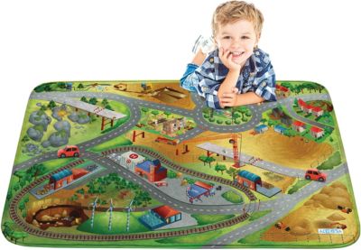House Of Kids Spielteppich Ultrasoft rutschfest 100 x 150 cm Bahnstation 