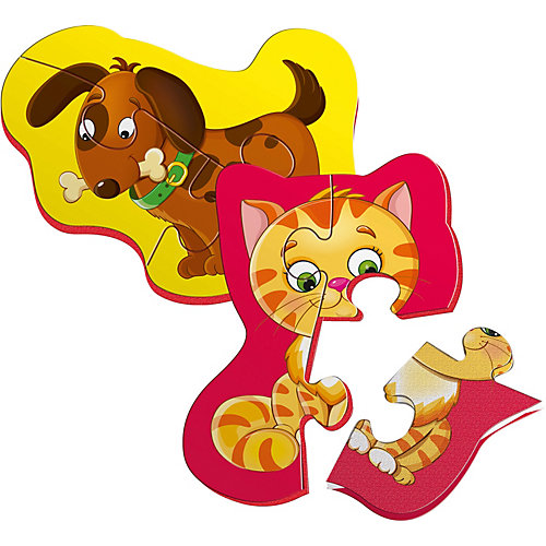 Мягкие магнитные Vladi Toys Baby puzzle "Котенок и щенок"