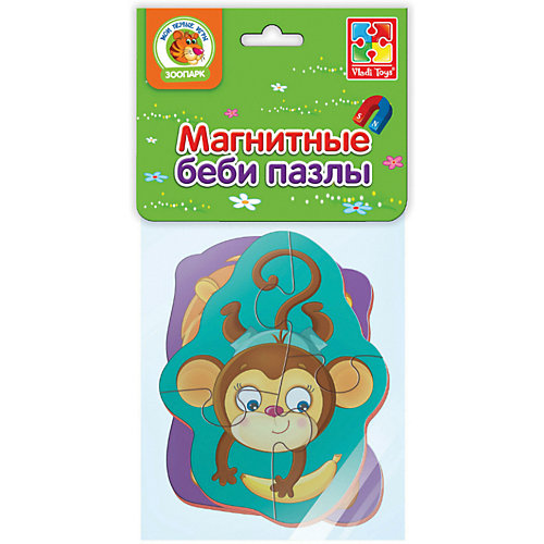 Мягкие магнитные Vladi Toys Baby puzzle "Львенок и обезьянка"