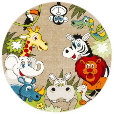 Kinder Teppich Faro Safari Bunt Tiere Rund Pergamon Mytoys