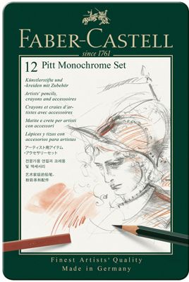 Набор художественных изделий Faber-Castell Pitt Monochrome, 12 предметов
