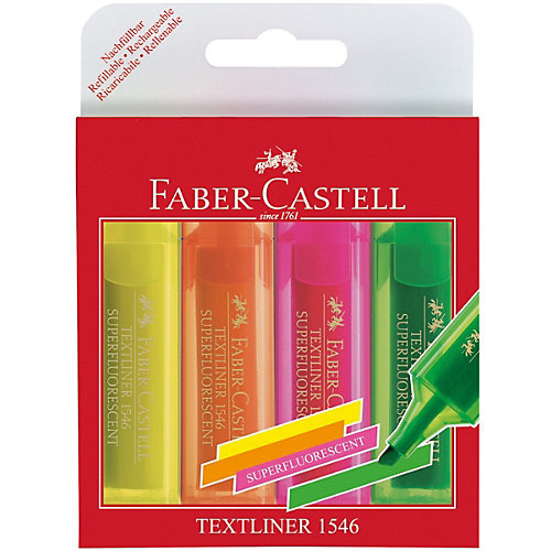 Набор текстовыделителей Faber-Castell 46 Superfluorescent, 4 цвета от Faber-Castell
