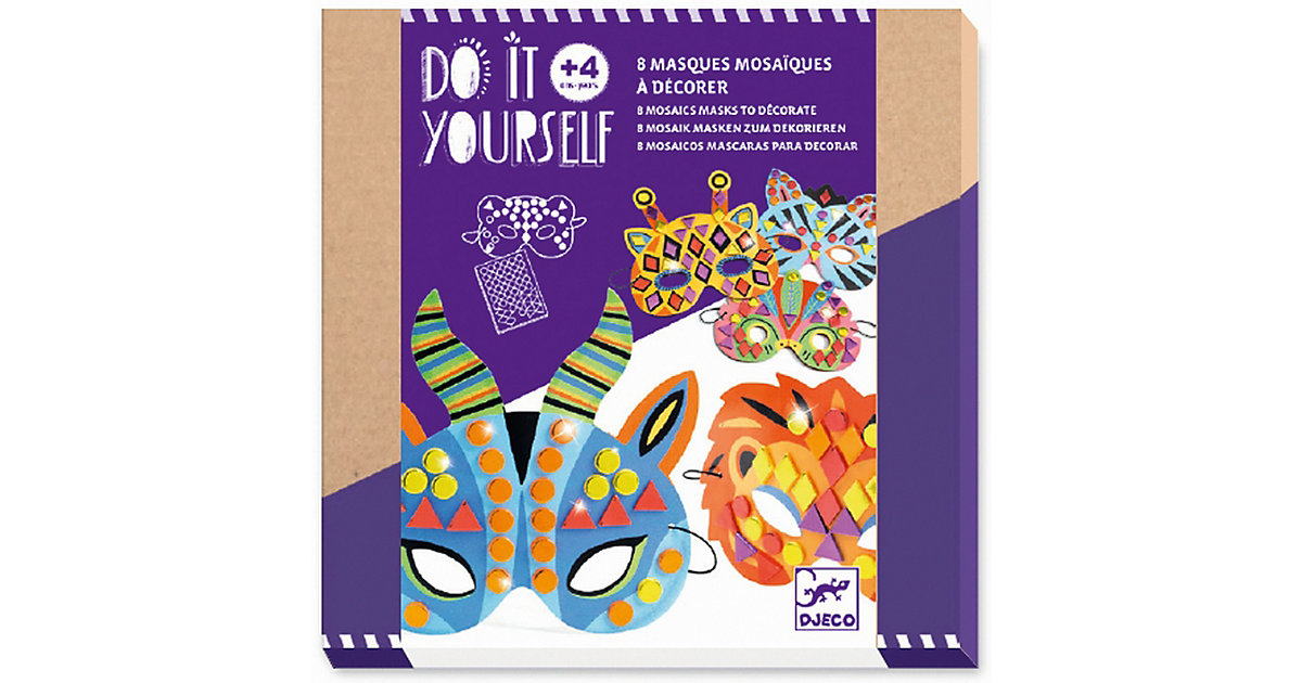 Do it yourself - Mosaik-Masken Dschungeltiere mehrfarbig