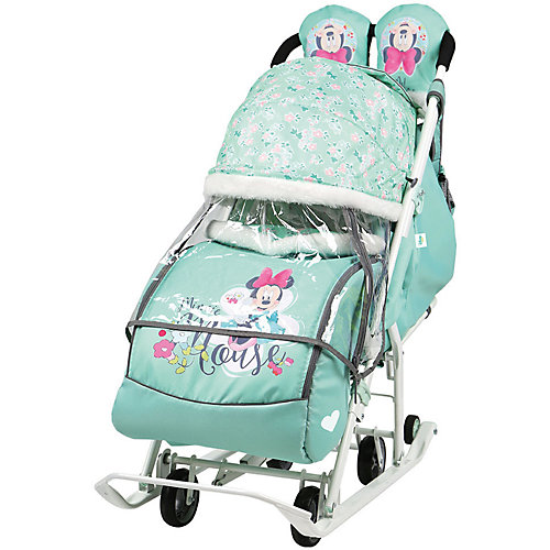 Санки-коляска Ника детям Disney Baby 2 Минни Маус, мятный от Nika-Kids