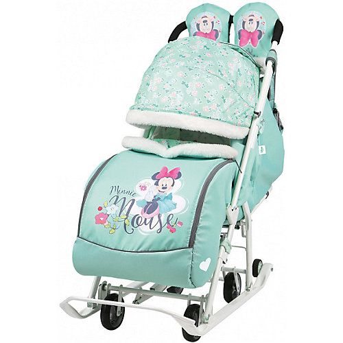 Санки-коляска Ника детям Disney Baby 2 Минни Маус, мятный от Nika-Kids