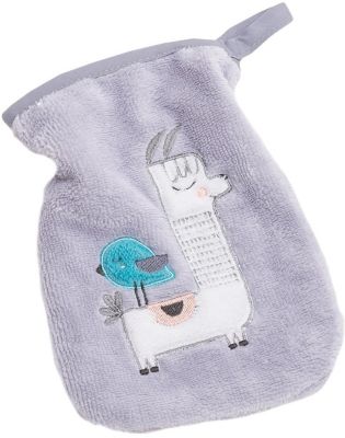 Waschhandschuh Lama, grau