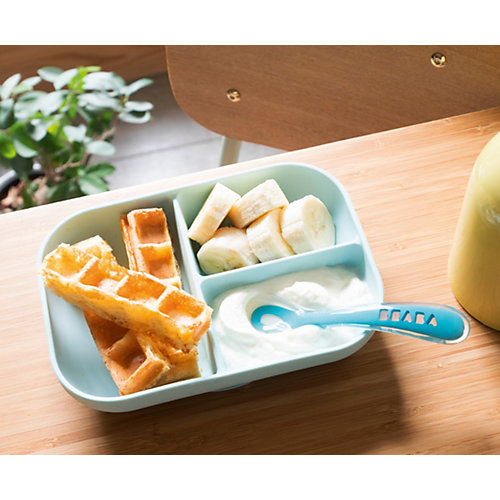 Набор посуды Beaba Set Repas Silicone Avec Ventouse, голубой - синий от BÉABA