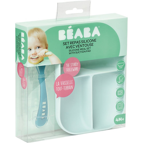 Набор посуды Beaba Set Repas Silicone Avec Ventouse, голубой - синий от BÉABA