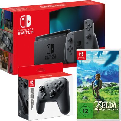 Nintendo Switch Grau inkl. Nintendo Switch The Legend of Zelda: Breath of the Wild und Nintendo Switch Pro Controller