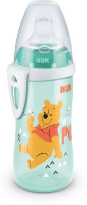 Disney Winnie Puuh Active Cup 300 ml mit Soft-Trinktülle aus Silikon, ab 12 Monate, auslaufsicher, mit Clip, BPA frei, minze mint