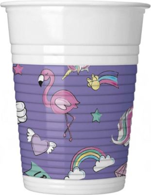 Minnie 8 Plastikbecher 200 ml Design Minnie Unicorn lila