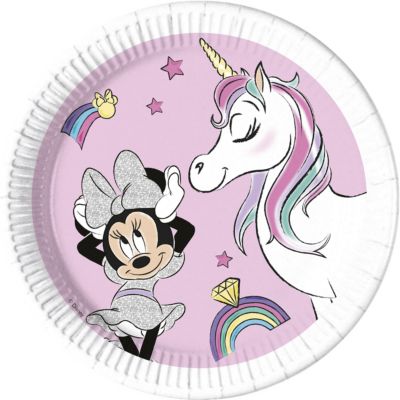 Minnie 8 Pappteller 23 cm Design Minnie Unicorn Dreams Industrielle Kompostierung rosa-kombi Kinder