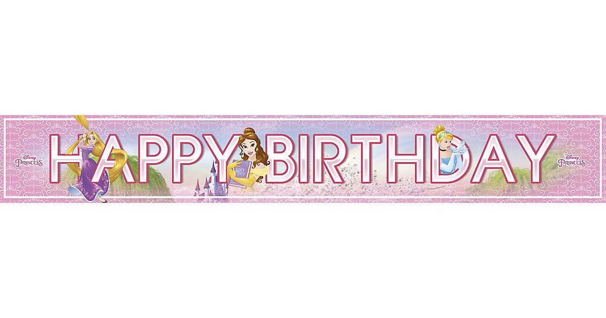 Prinzessin 3 Folienbanner Schriftzug HAPPY BIRTHDAY rosa