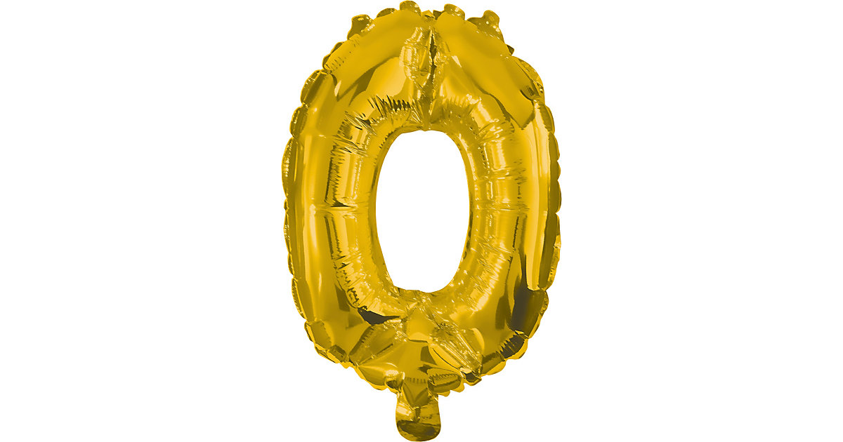 Folienballon Gold 1 Folienballon GOLD No. 0 mit 1 Papierhalm zum Aufblasen 33 cm gold