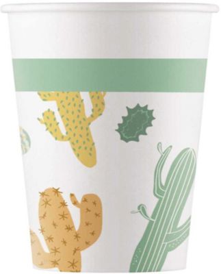Generic 8 Pappbecher 200ml Design Cacti grn/wei
