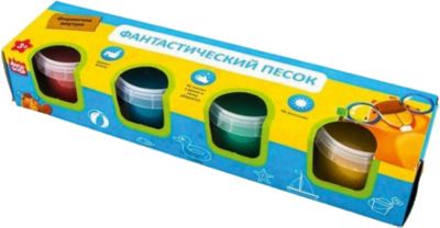 Фантастический песок 1Toy, набор 4 цвета с блёстками, 1 формочка
