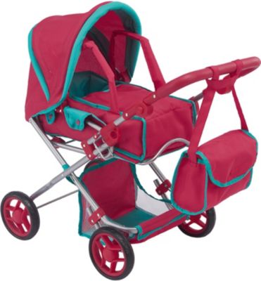 Коляска-трансформер 2-в-1 для кукол Buggy Boom Infinia, малиновая с мятным