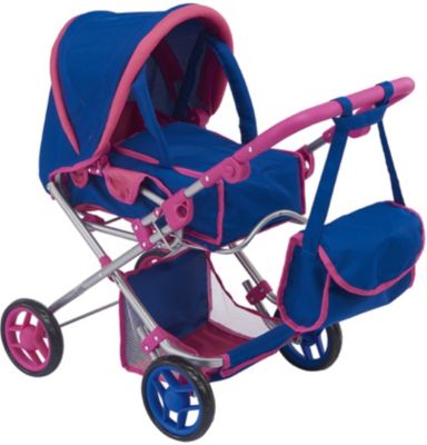 Коляска-трансформер 2-в-1 для кукол Buggy Boom Infinia, синяя с розовым