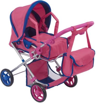 Коляска-трансформер 2-в-1 для кукол Buggy Boom Infinia, розовая с синим