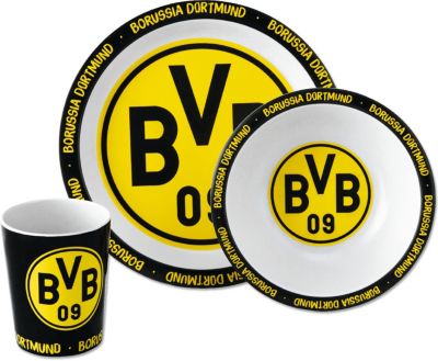 BVB-Bambus-Geschirr-Set (3er Set) schwarz/gelb