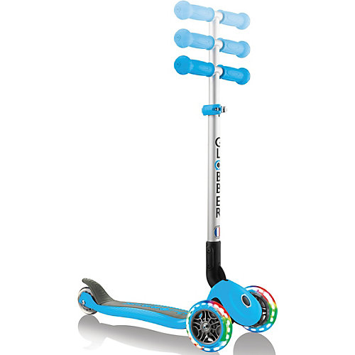 Трехколесный самокат Globber Primo Foldable Lights, голубой от Globber