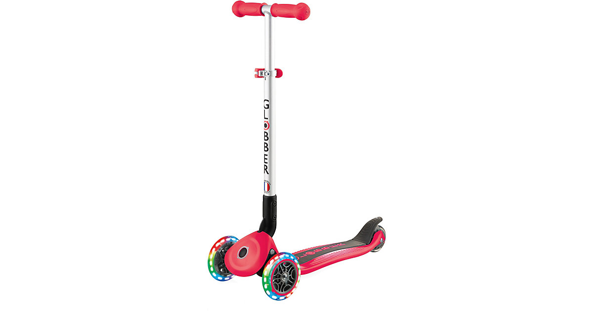 Globber Scooter PRIMO FOLDABLE, Leuchtrollen, rot