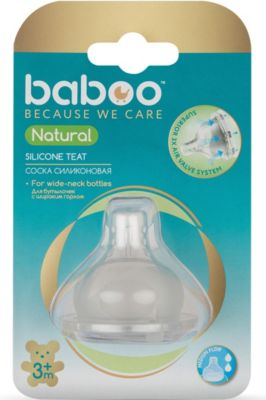 Соска силиконовая средний поток Baboo Natural с 3 мес