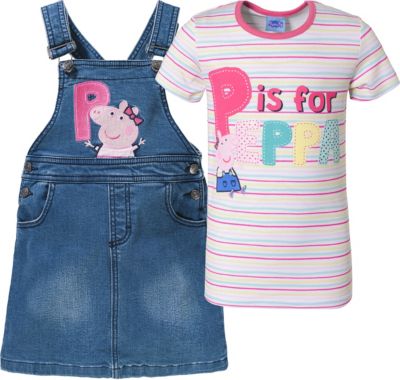 Peppa Pig Kinder Set T Shirt Und Jeans Latzkleid Mit Stickerei Peppa Pig Mytoys