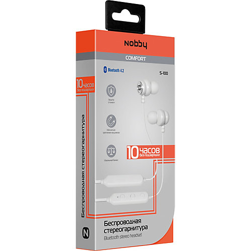 Наушники Nobby Comfort S-100, белые
