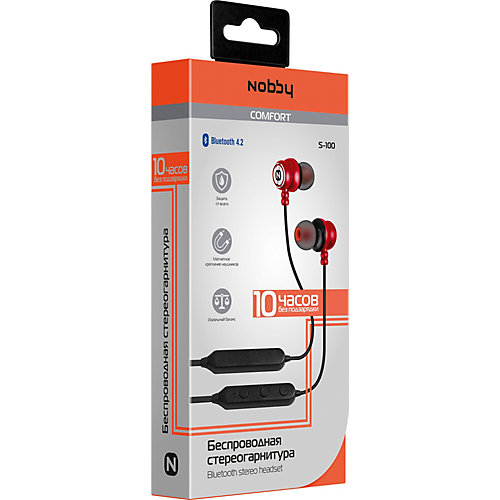 Наушники Nobby Comfort S-100, красные