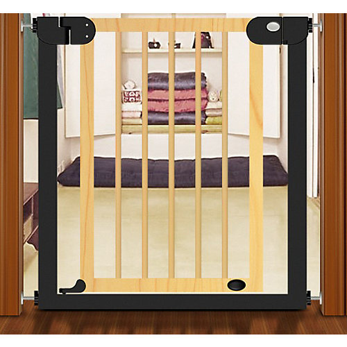 Барьер-калитка для дверного проема Baby Safe XY-006, 75-85 см, черный металл + натуральное дерево от Baby Safe