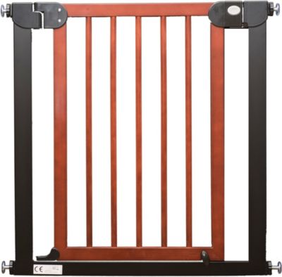 Барьер-калитка для дверного проема Baby Safe XY-006B, 75-85 см, черный металл + темное дерево