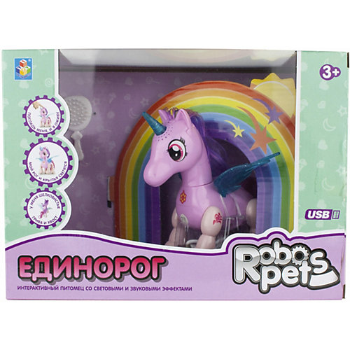 Интерактивная игрушка 1Toy Robo Pets Робо-единорог, розовый от 1Toy