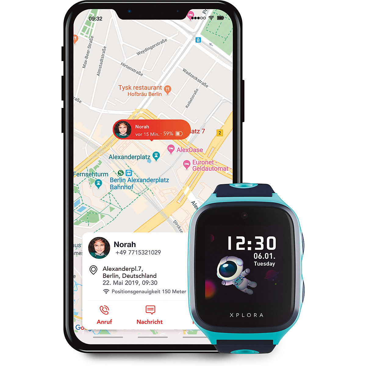 xplora 4  smartwatch für kinder  sim free turquoise
