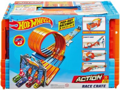 Hot Wheels Mega Rennkiste Autorennbahn Inkl 1 Spielzeugauto Und Looping Hot Wheels Mytoys