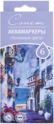 Набор аквамаркеров 3ХК "Сонет: основные цвета", 6 цветов