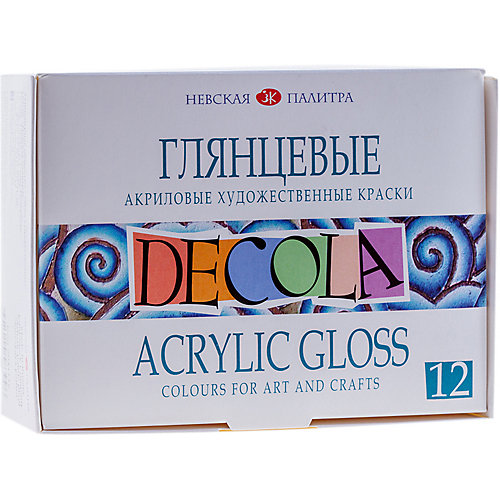 Акриловые краски 3ХК Decola, 12 цветов, глянцевые от Невская палитра